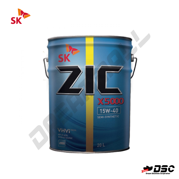 [SK] ZIC X5000 15W-40 (디젤엔진오일/구:SD-5000 GOLD) 20LT/PAIL