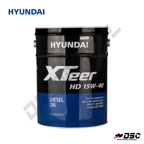 [HYUNDAI] 디젤엔진오일/XTEER DIESEL HD 15W-40 (현대엑스티어) 20Liter/Pail