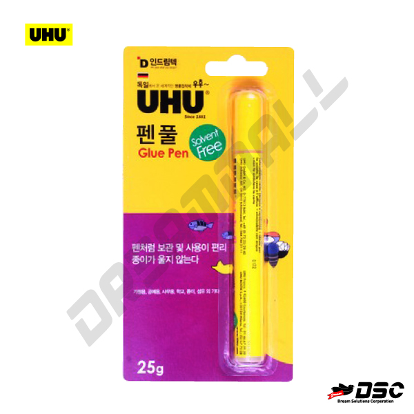 [UHU] 우후/펜풀/가정용,공예용,사무용 (UHU/Wrinklefree Glue Pen) 25gr/Blister Pack