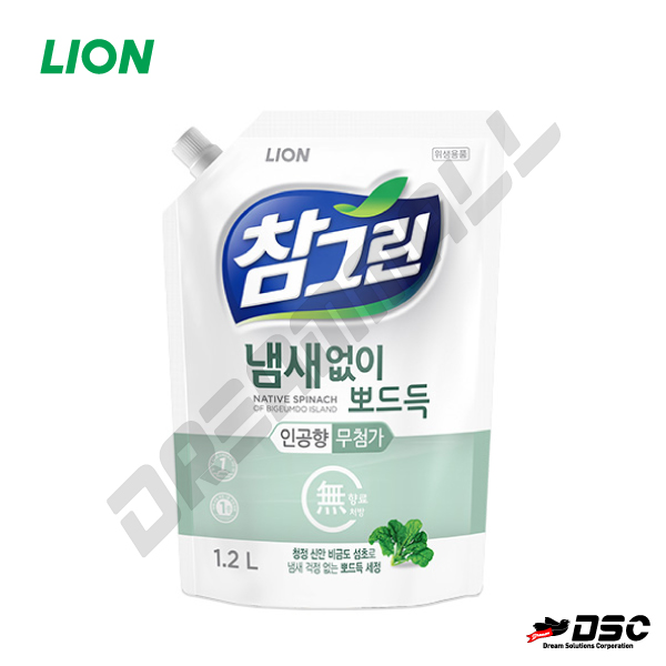 [LION] 참그린 냄새없이 뽀드득 리필 (라이온/주방세제/냄새없음) 1.2L