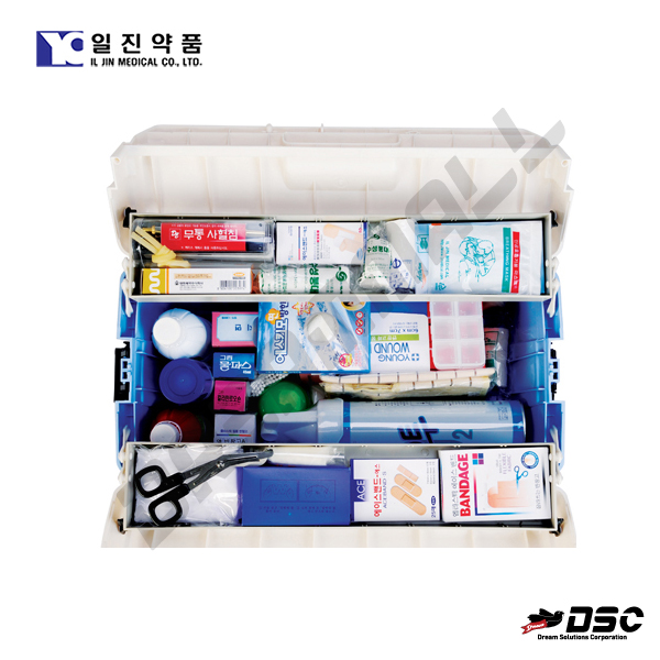 [일진약품] 산업용구급함 케이스외 응급처치내용물 27가지 (490×235×230mm)