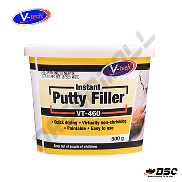 [V-TECH] 브이텍 VT-460 퍼티필러(Putty Filler/금간 벽, 흠난 곳을 메꾸는 퍼티/백색) 500g/Tubs