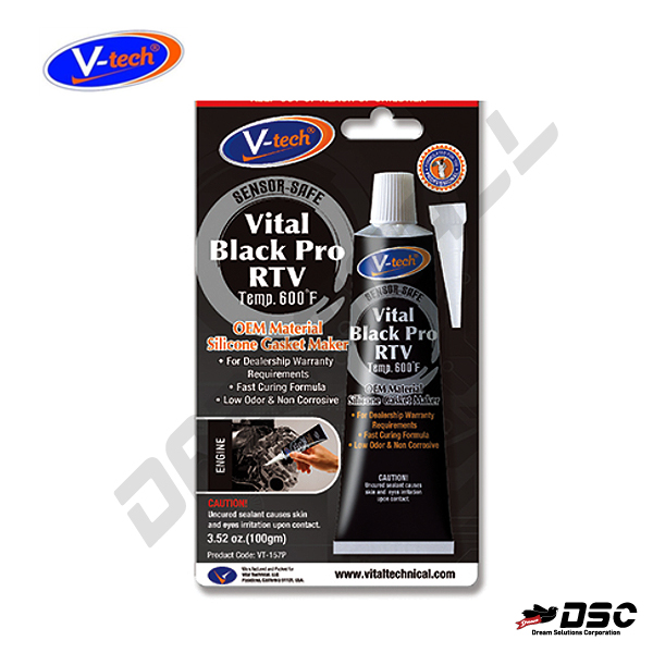 [V-TECH] 브이텍 VT-157P RTV 실리콘가스켓/흑색  (Vital Black Pro RTV 600℉) 100gr Tube/Blister Pack