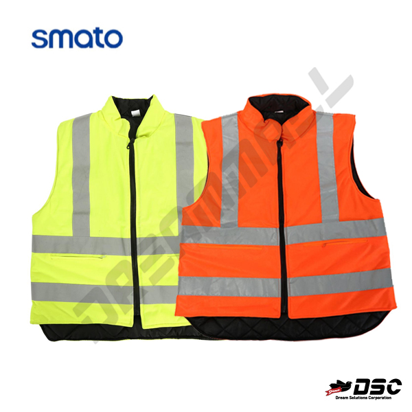 [SMATO] 안전조끼 동절기 SM-140R 주황형광조끼 안전조끼 야광반사띠 작업 공사현장