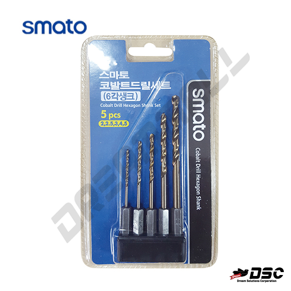 [SMATO] 스마토 코발트드릴(육각생크) 2mm-6.5mm 코발트드릴세트(육각생크) 5pcs (2, 2.5, 3, 4, 5)