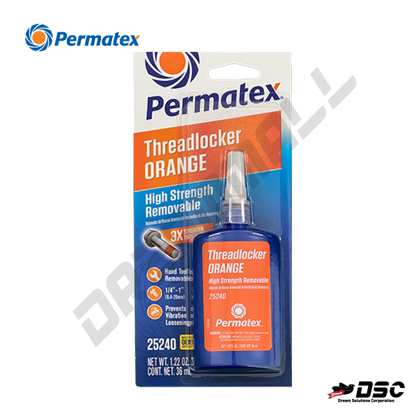 [PERMATEX] 퍼마텍스 #25240 고강도 혐기성 나사고정제 오렌지 (Thread Locker Orange) 36ml(1.22oz)/Blister