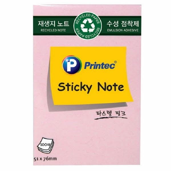 [오피스넥스] 프린텍 E5176P 포스트잇 스티키노트 100매 핑크 파랑 연두 노랑
